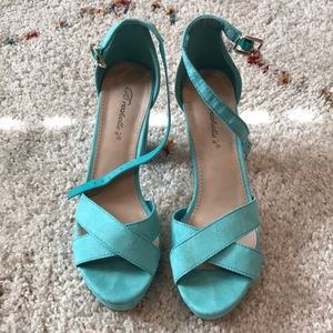 Aqua Suede Heels